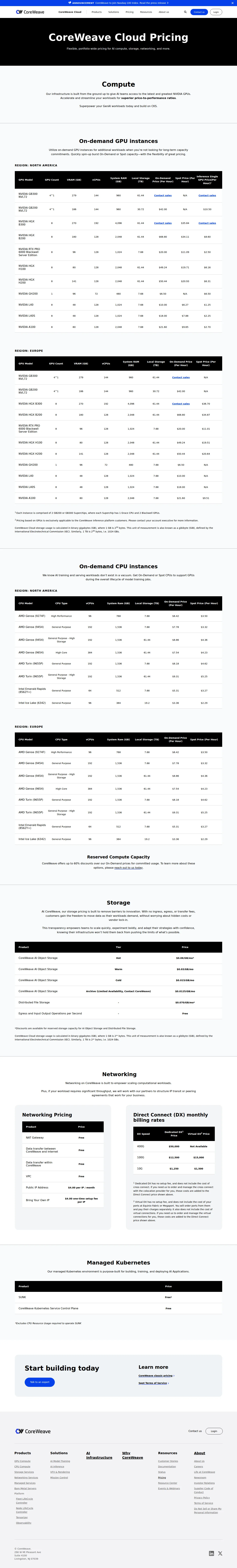 Published portfolio-wide rate card with spot + inference tiers - June 2026 list pricing publishes on-demand, spot, and inference single-GPU rates