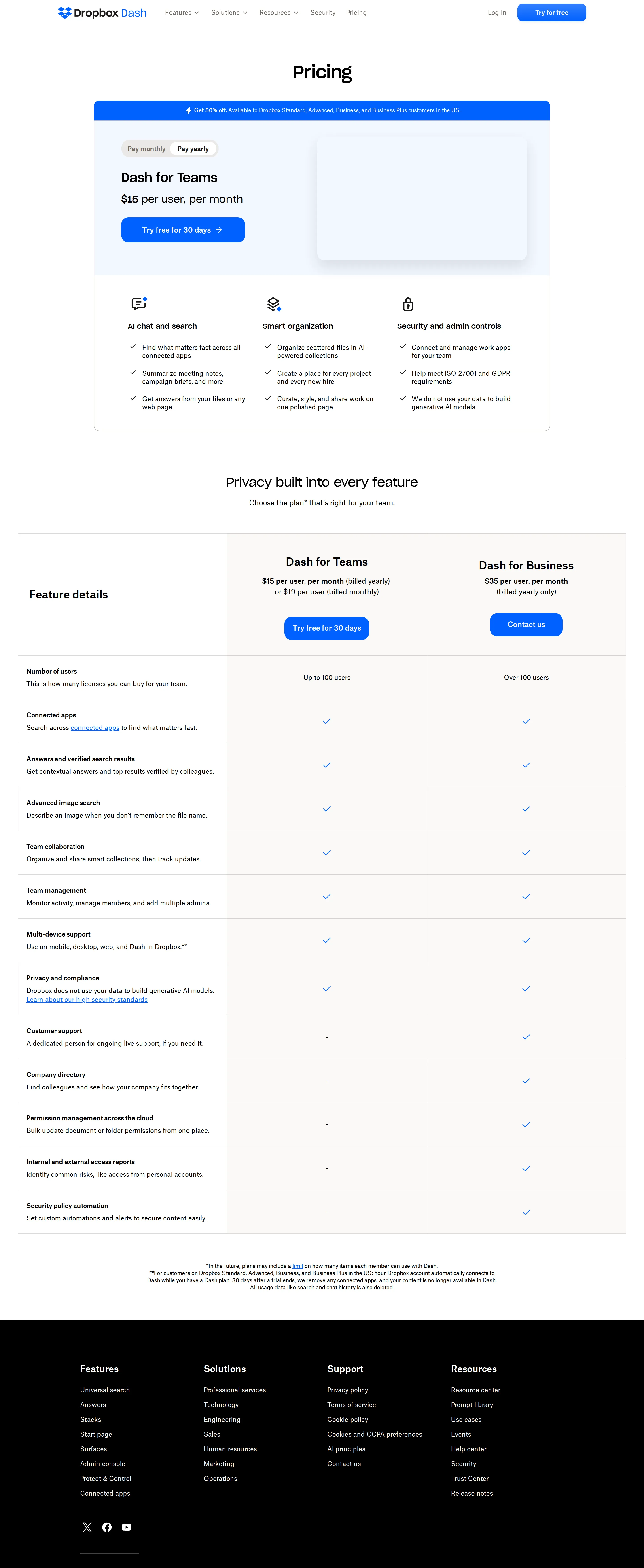 Dash for Business pricing becomes public - Between the 2025-10-16 and 2025-11-18 Wayback Machine snapshots of dash.dropbox.