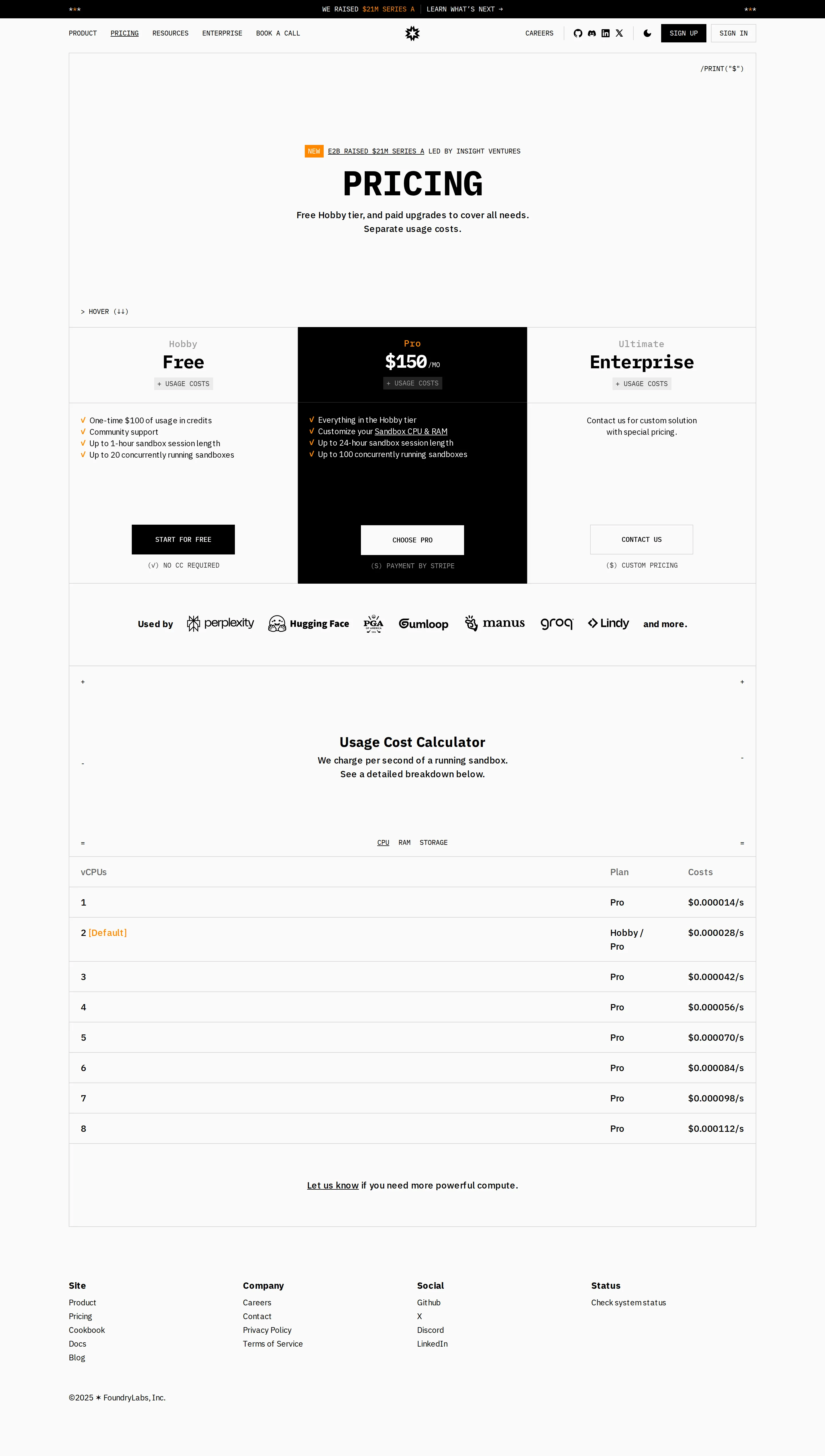$21M Series A; Pro stops advertising its own credit grant - Wayback snapshot (2025-08) shows a "$21M Series A led by Insight Ventures" banne