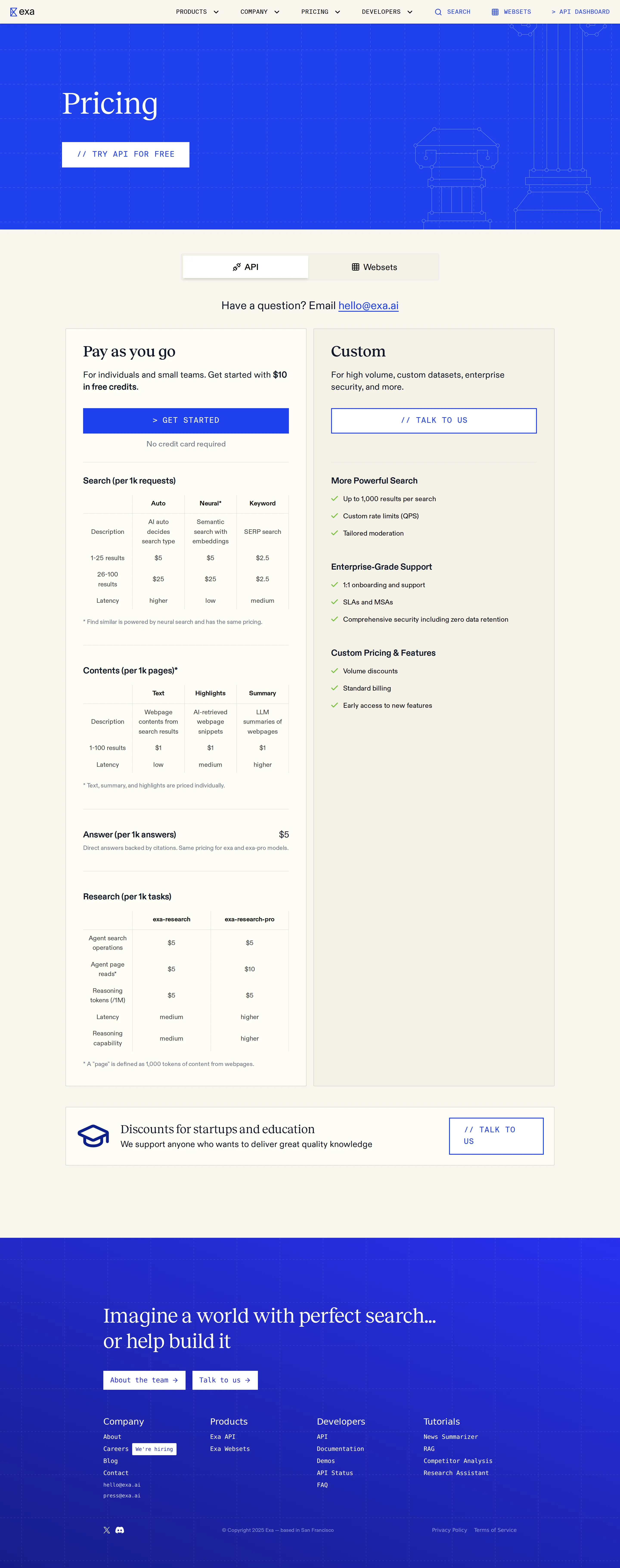 Answer and Research endpoints added - A new Answer endpoint ($5/1k answers, 'direct answers backed by citations') and 