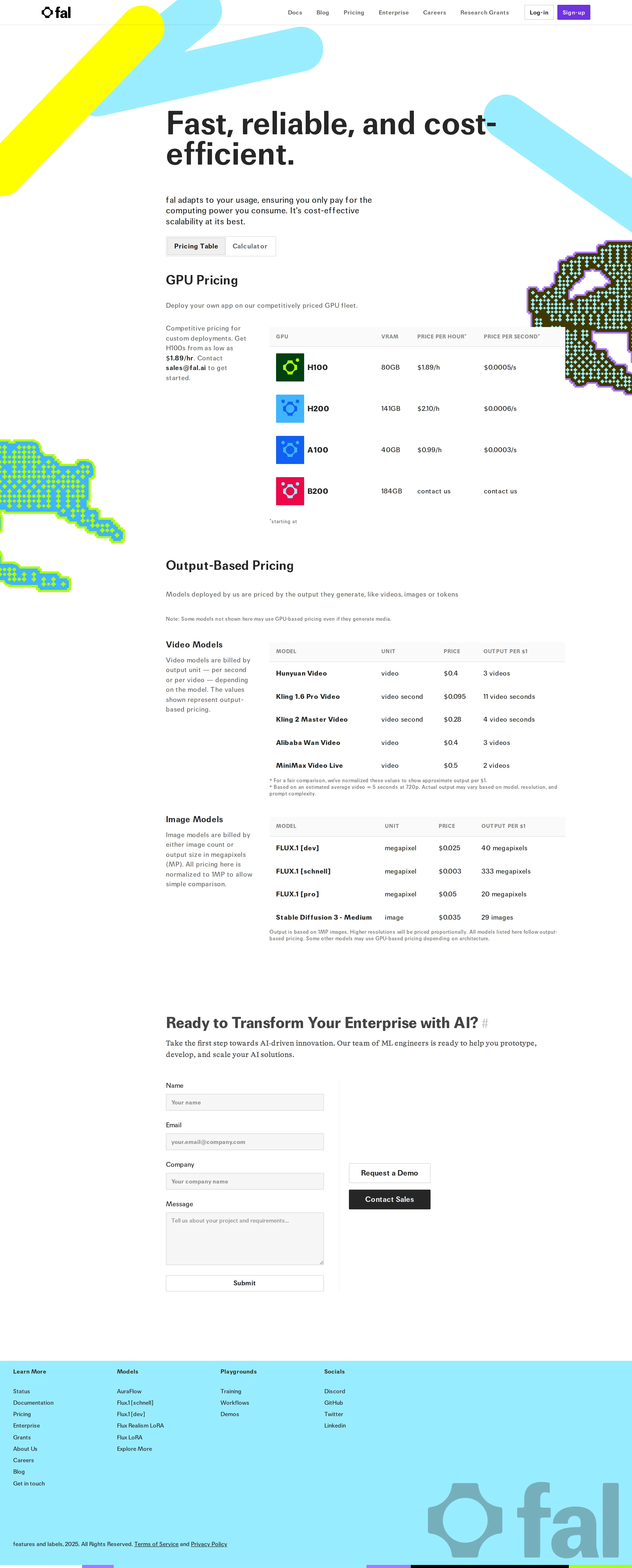 Modern layout: Output-Based Pricing + B200 'contact us' - Coinciding with the $125M Series C ($1.5B valuation), the page reached its curre