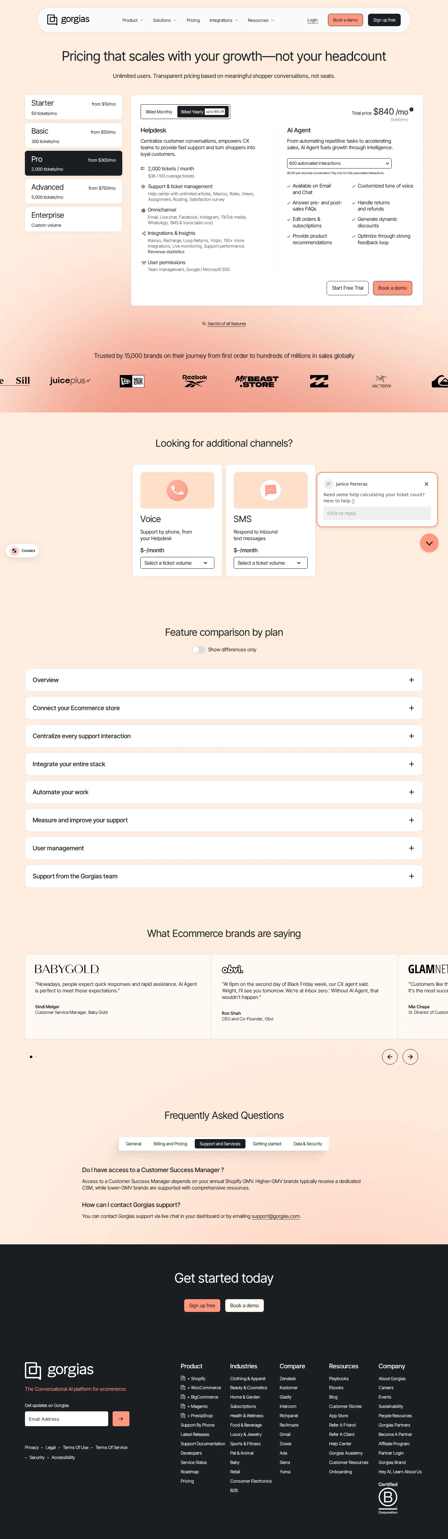 Transparent flat per-resolution AI Agent + published tiers - Gorgias drops the automation-percentage slider for a transparent structure: four
