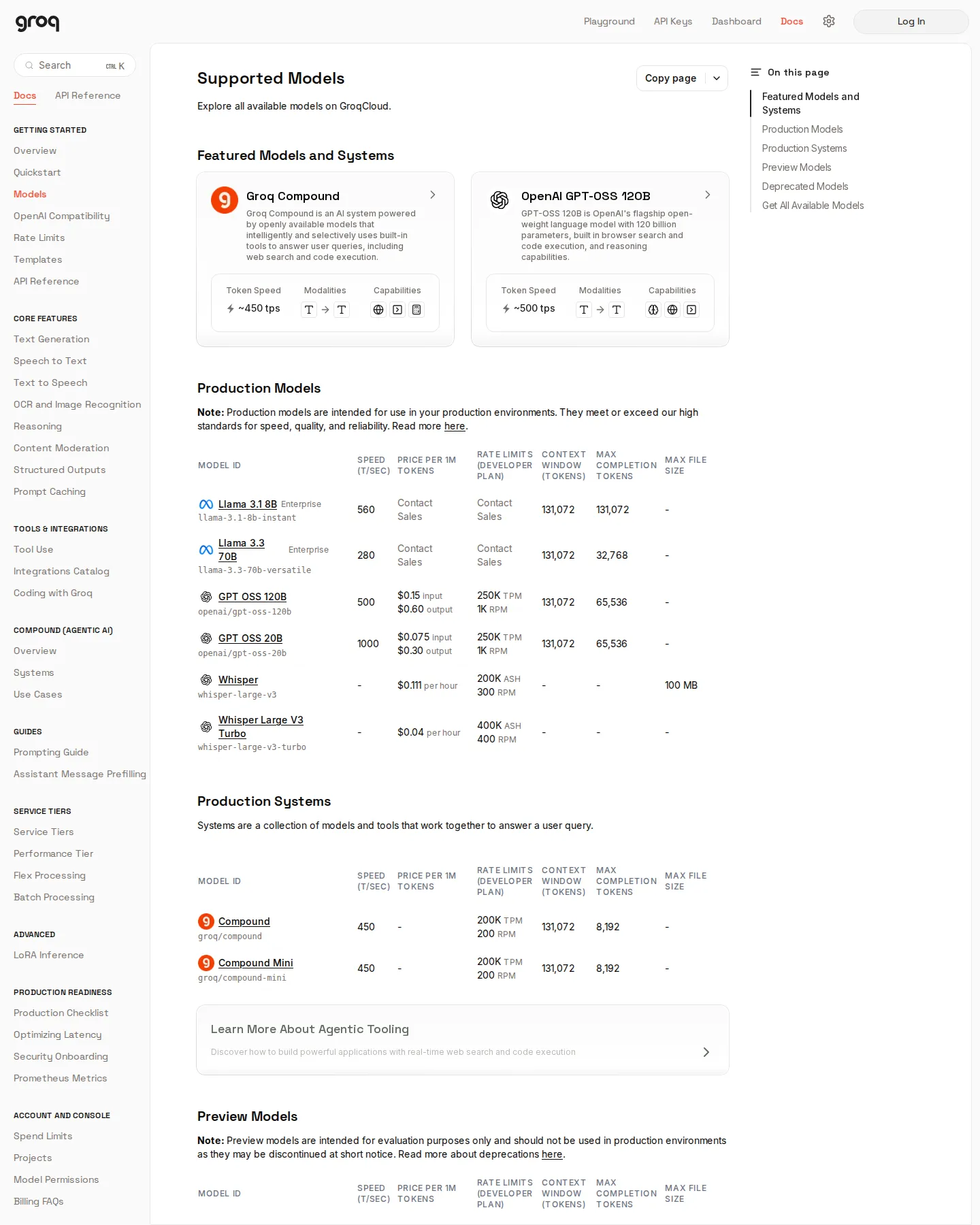 Llama 3.1 8B Instant and Llama 3.3 70B Versatile Moved to Enterprise-Only Pricing screenshot 1
