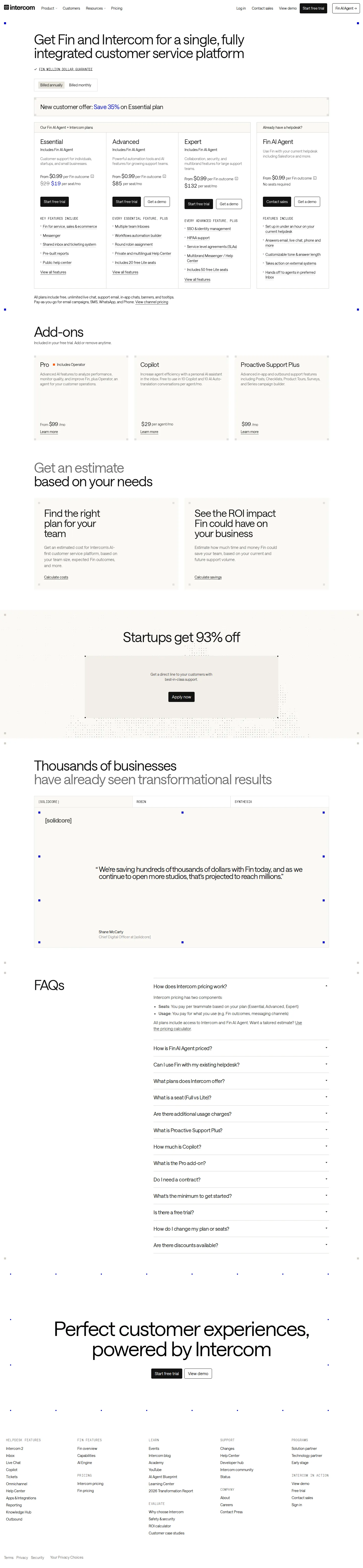 Essential Discount Returns a Third Time — Now In Sync With fin.ai - The Essential new-customer offer that went dark 2026-08-14 is back: intercom.com