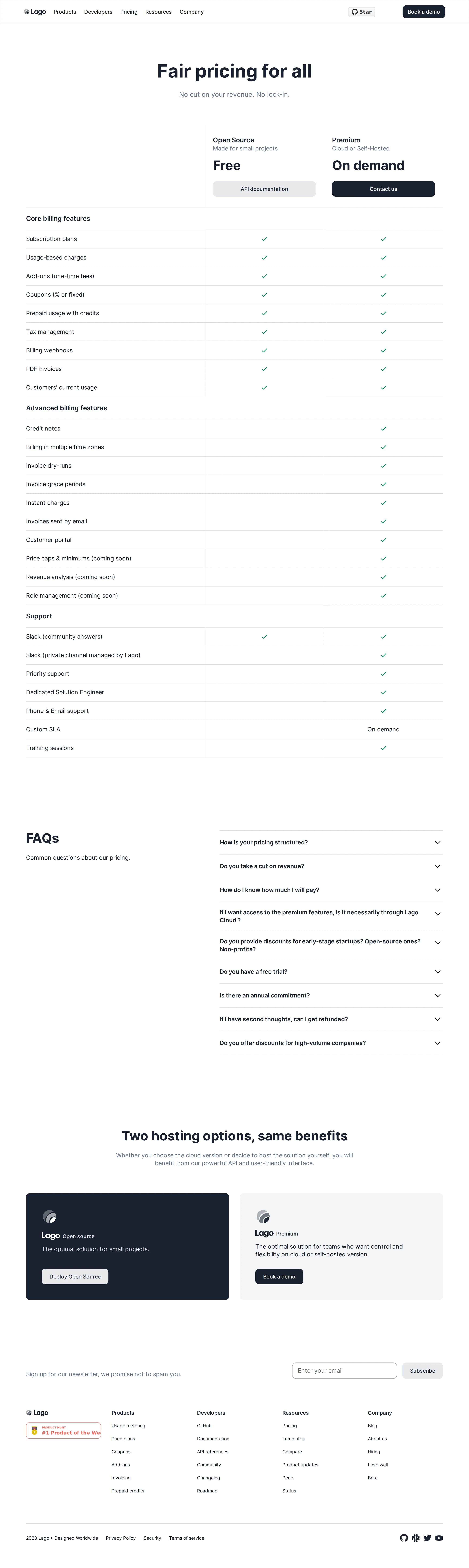 Open-source billing v0.1 launches — Open Source (Free) + Premium (quote-only) - Lago ships v0.1 as an open-source metering and usage-based billing API under AGP