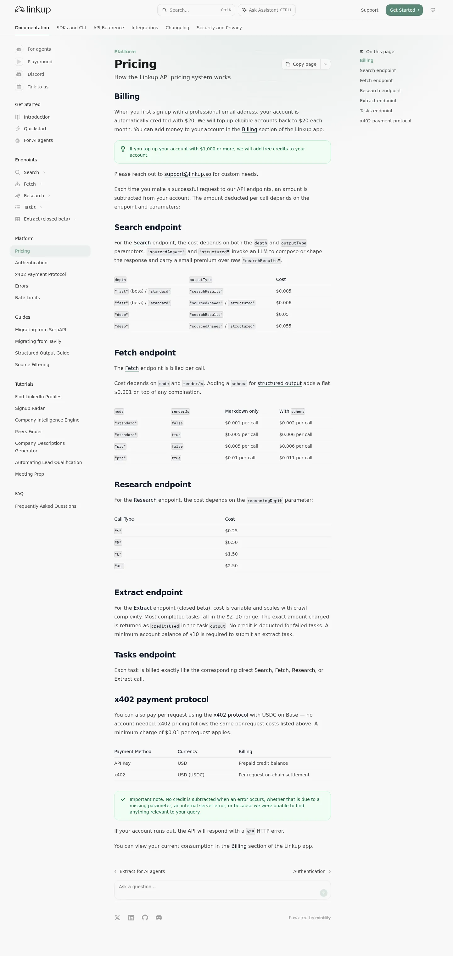 Fetch endpoint repriced around a new 'pro' mode; HIPAA added to Enterprise - The billing docs add a second Fetch dimension — mode (standard/pro) alongside re