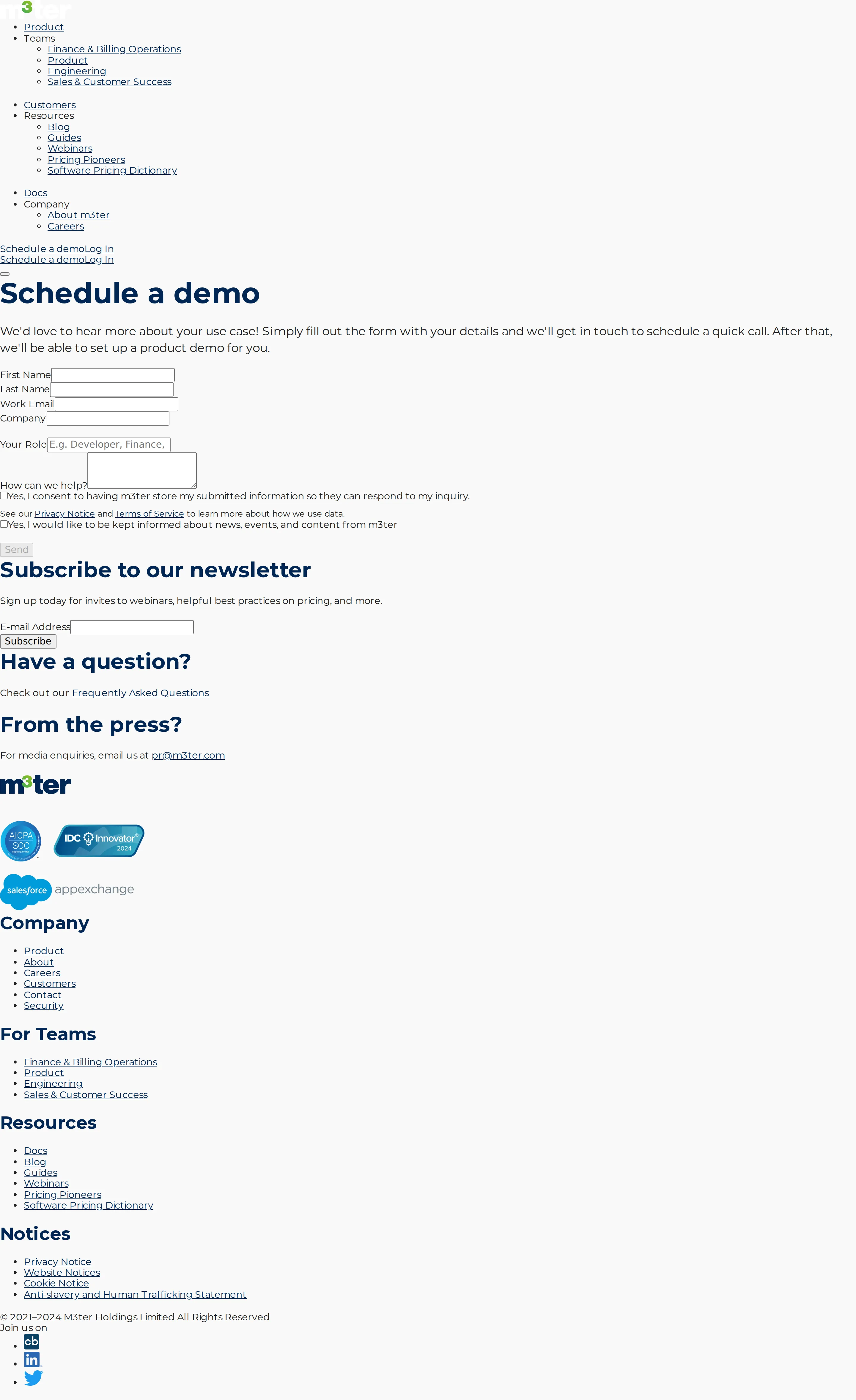 Site restructure; 'Schedule a demo' motion - Navigation is reorganized around outcomes — How m3ter Works / Billing Automation