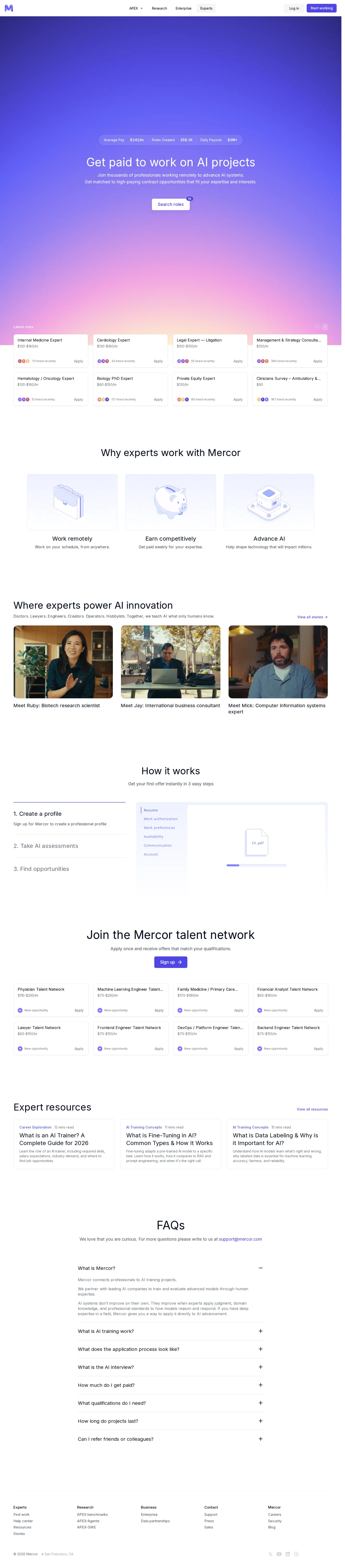 Enterprise reorganized into 4 named services; average pay $141/hr - The Enterprise page was restructured into four named, sales-quoted services (Age