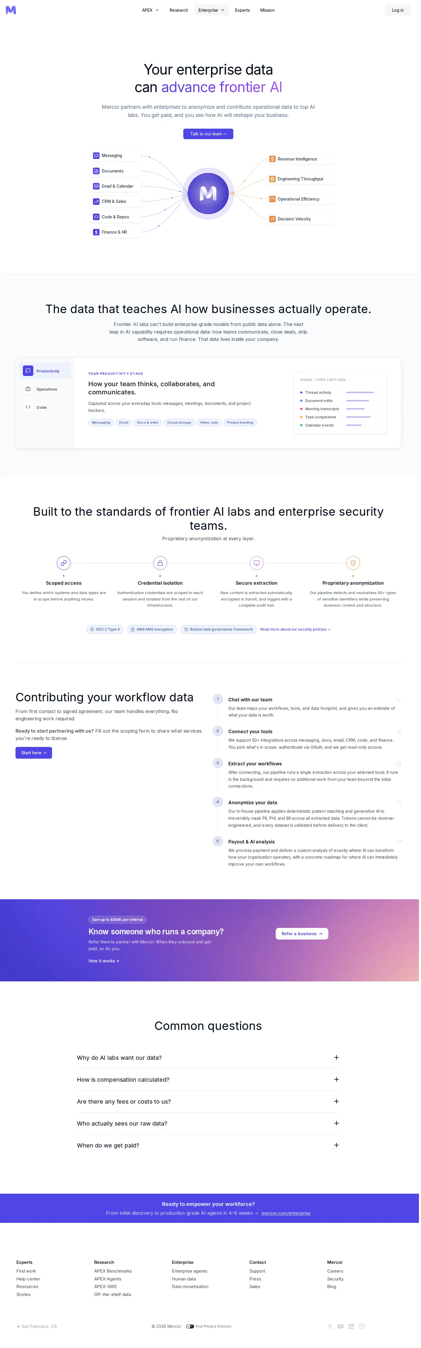 Data-partnership referral bonus disclosed: up to $100K per referral - The Data page's company-referral module was headlined with its first concrete do