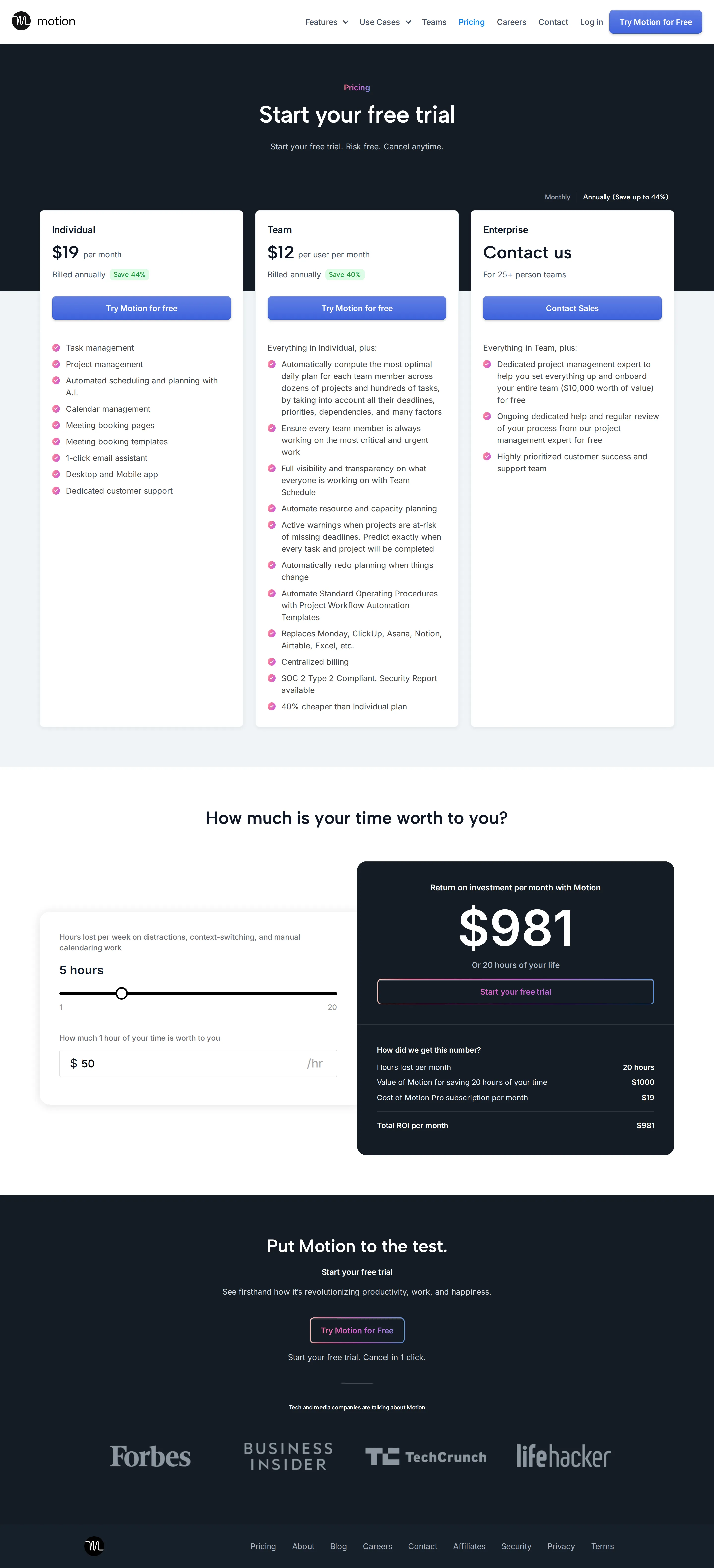 Added Enterprise tier and SOC 2 - Prices held at $19 (Individual) and $12/user (Team annual), but the page added a