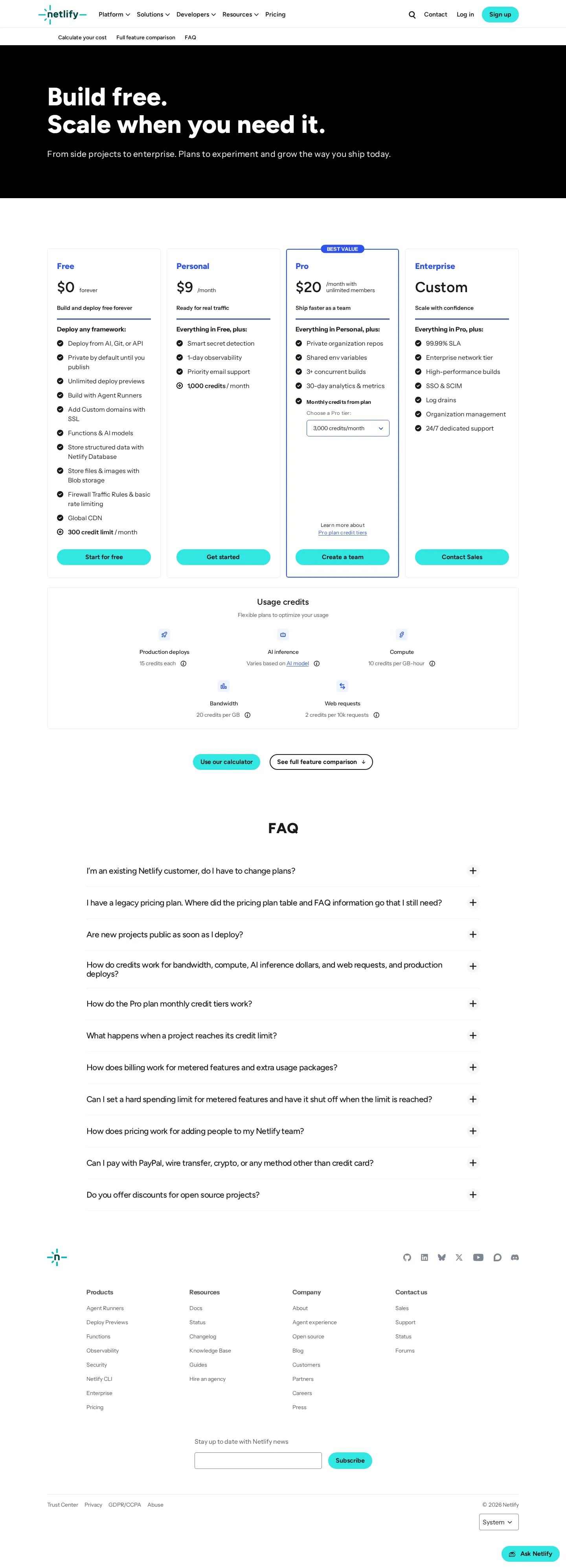 Enterprise price floor removed from disclosure - Netlify dropped the 'starts at $500/month' caption that had appeared beneath the
