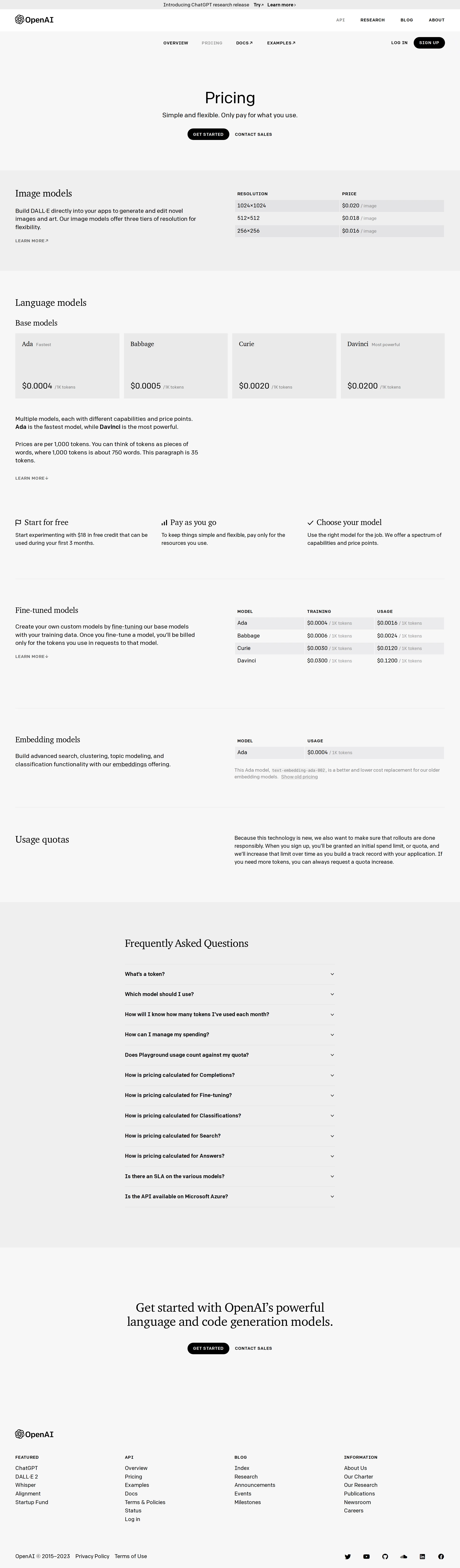 DALL·E Image Models Added to API Pricing - The API pricing page added a dedicated "Image models" section: 1024×1024 at $0.0