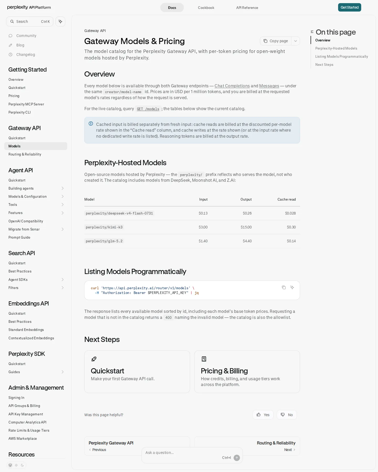 Gateway API Launched — Perplexity-Hosted Open-Weight Models - Perplexity's developer docs added a fifth API surface, the Gateway API, offering