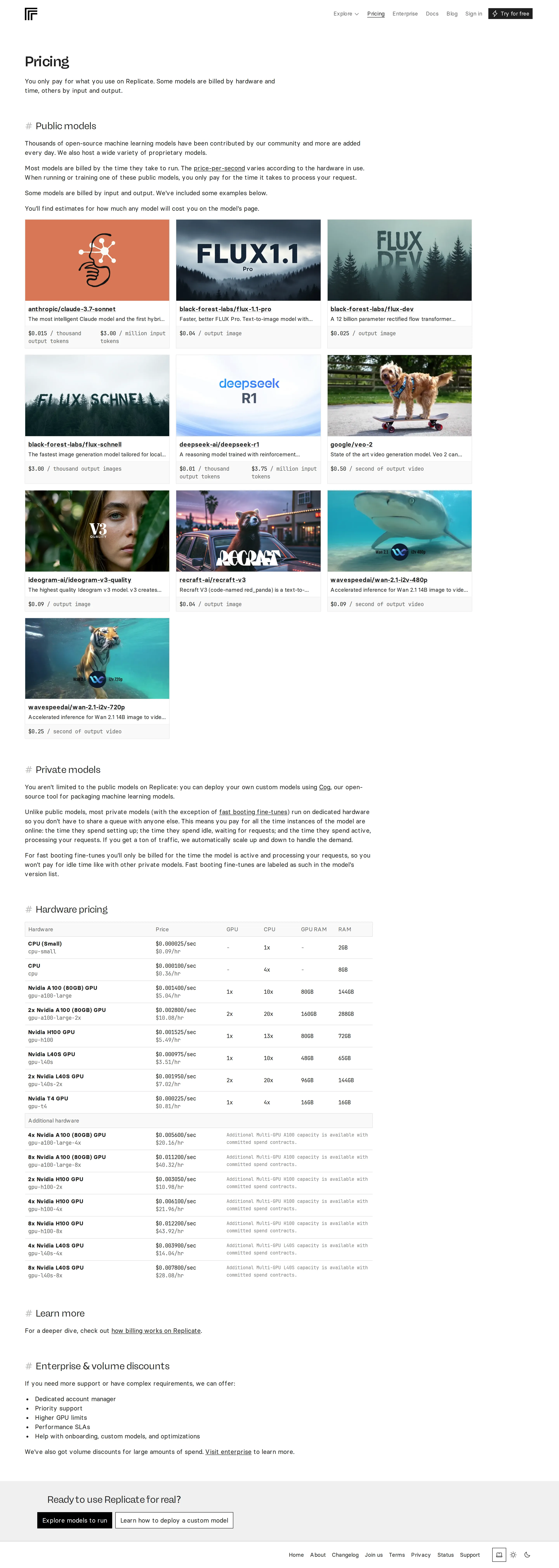 Featured-Models Gallery Layout - The pricing page shifted to a featured-models gallery leading with per-output im