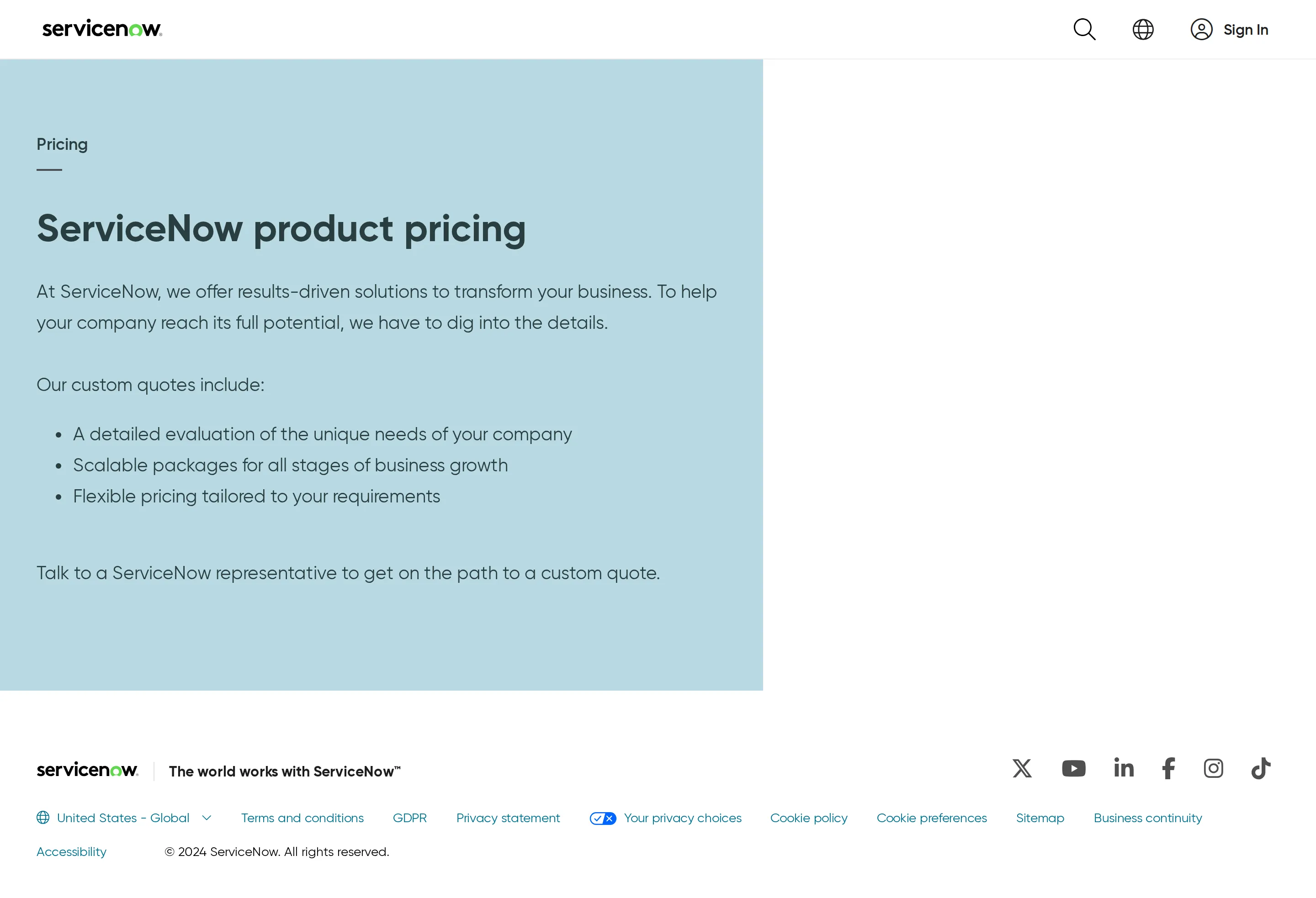Pricing hub confirmed sales-gated (Wayback baseline) - A Wayback Machine capture of servicenow.com/lpgp/pricing.html from September 202