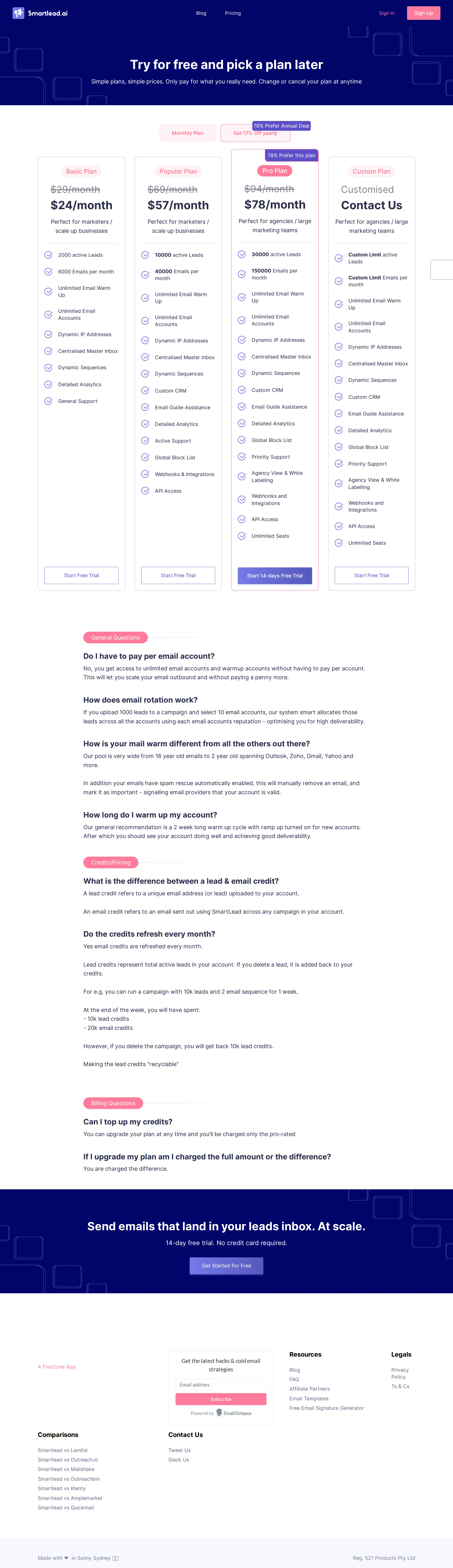 Three priced tiers metered on active leads - Earliest archived pricing page (Wayback 2022-12-09): Basic $29/mo, Popular $69/m