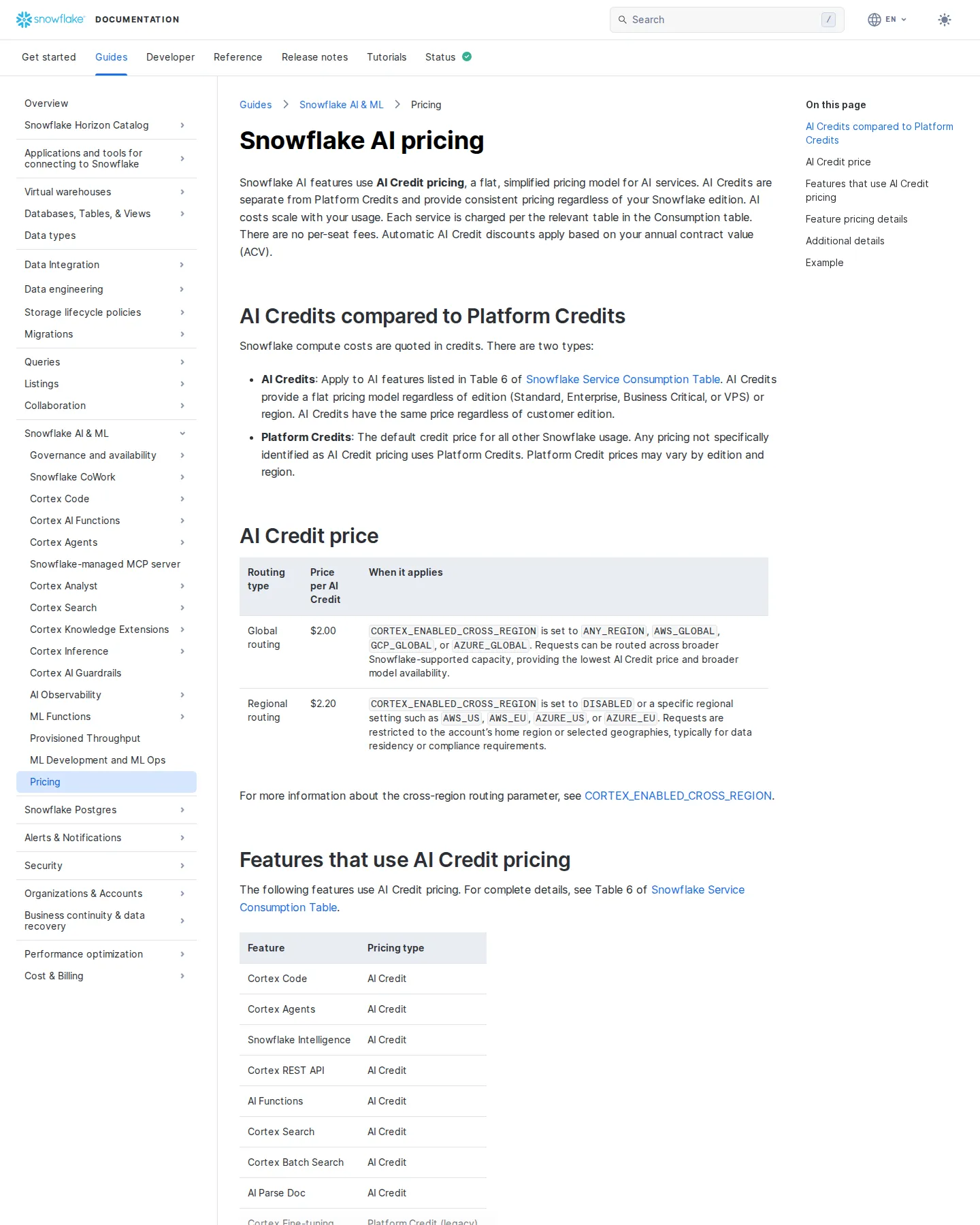 AI Credit pricing introduced — AI split off the edition-priced meter - Snowflake moved AI features (AI Functions, Cortex Search / Batch Search, Cortex 
