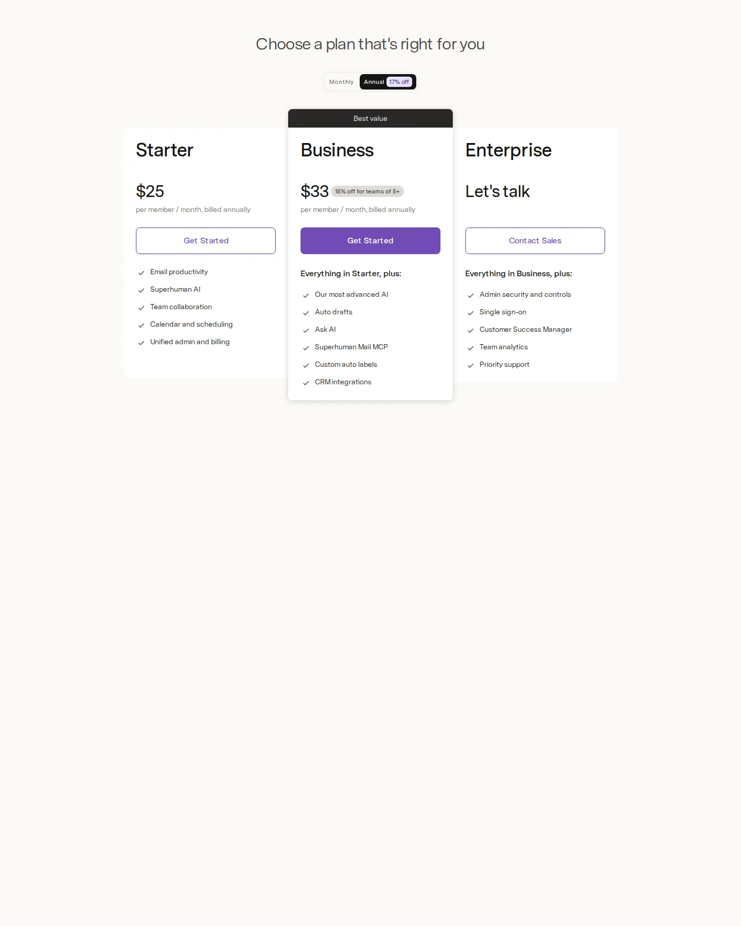 Re-verified: seat prices unchanged; Enterprise page now names BYOK - Re-captured superhuman.com/pricing and the Enterprise page. Seat prices confirme