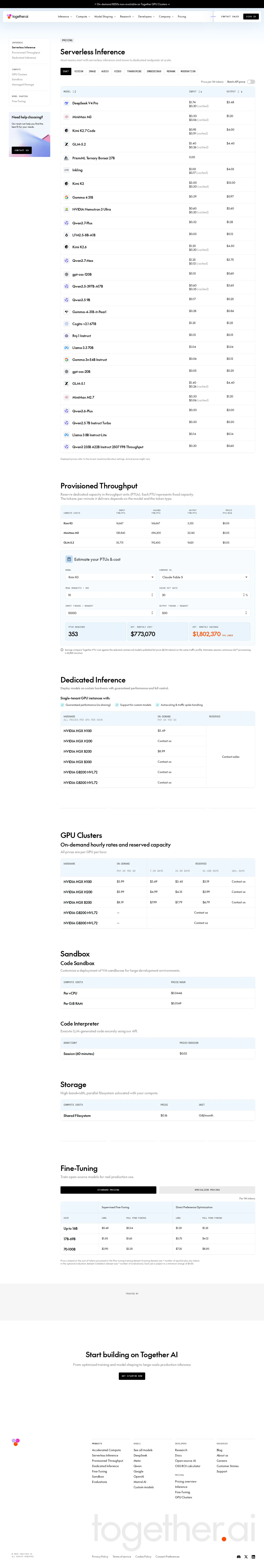 GPU Cluster reserved H100 rates rise (first increase since June cuts) + speech-to-text unified to $0.0015/audio-minute - Together's GPU Cluster reserved H100 rate rose across all three commitment tenor