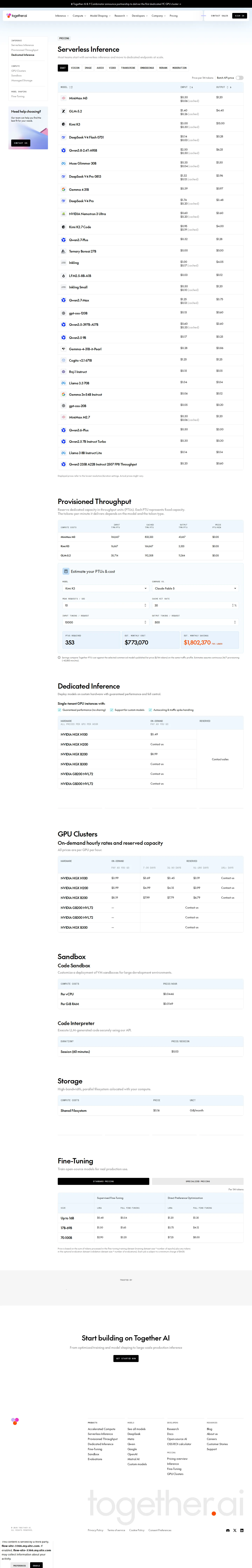 Compute rate card and full model catalog flat again; Specialized fine-tuning tab re-actuated after a two-week capture gap and shows catalog rotation, not repricing - A full per-tab re-capture (Chat, Image, Audio, Video, Transcribe) found every pr