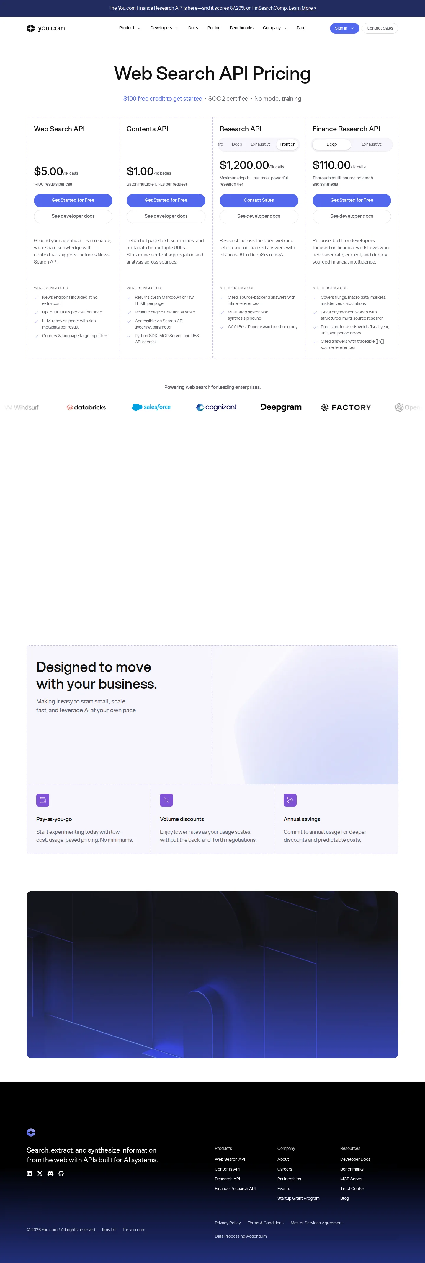 Frontier gets a firm price: >$2,000 becomes $1,200 / 1k calls - The Research API's Contact-Sales Frontier tier replaced its open-ended '>$2,000.