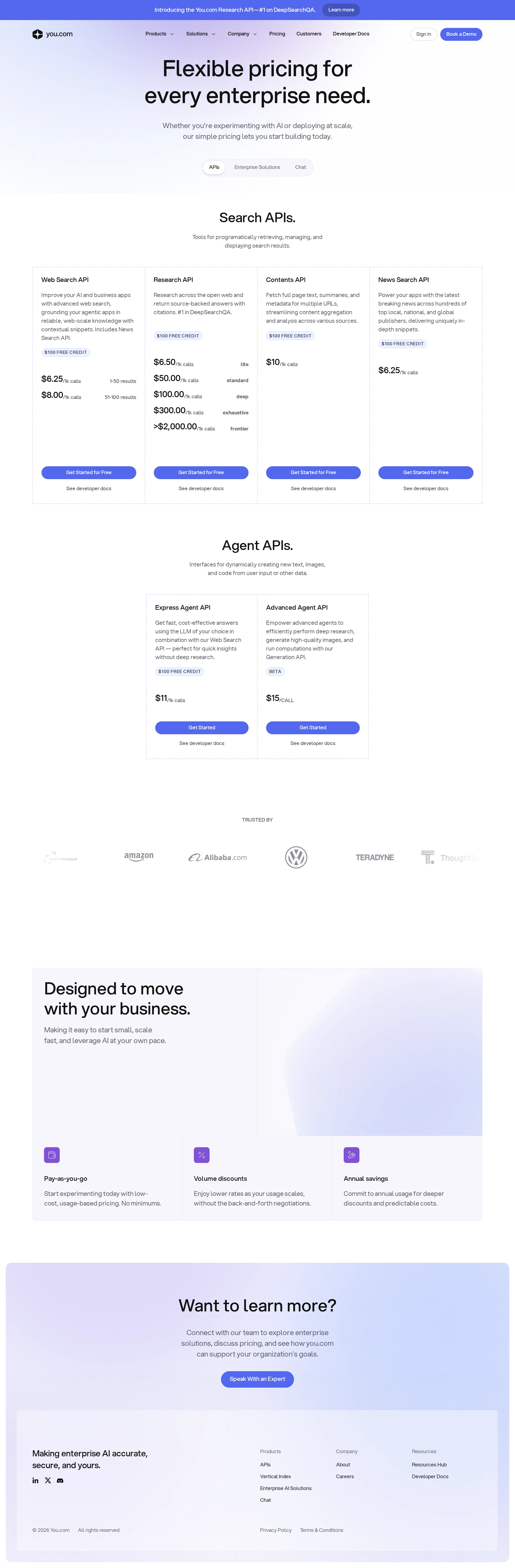Research API with effort tiers replaces the Agent APIs - A new 'Research API' appeared with effort-tiered per-1k pricing: lite $6.50, sta