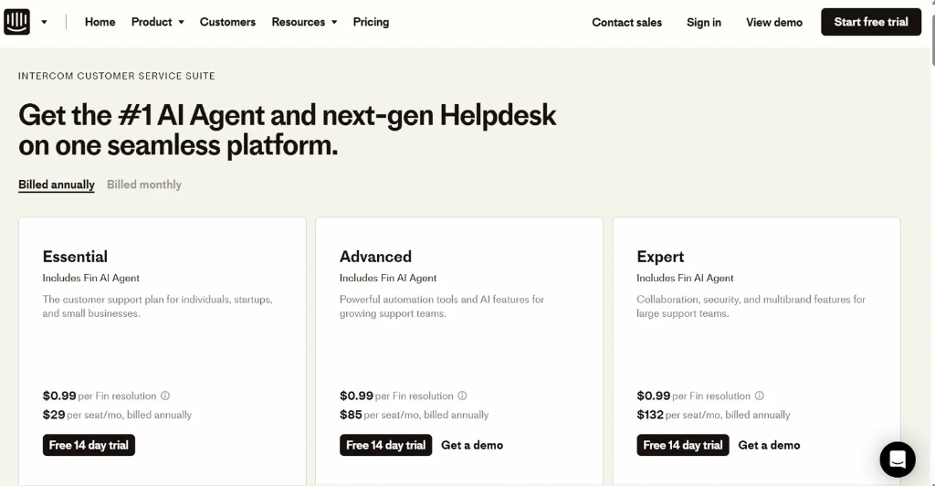 Intercom Pricing Tiers